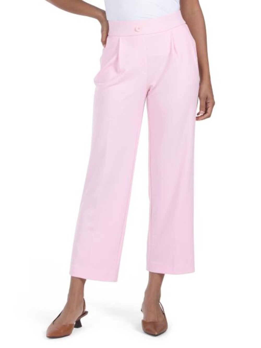 ANNE KLEIN Petite Pull On High Rise Wide Leg Pleated Pants